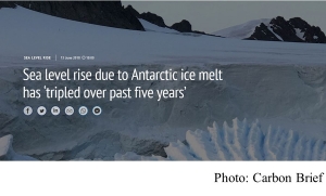 Sea level rise due to Antarctic ice melt has ‘tripled over past five years’ (Carbon Brief - 20180613)