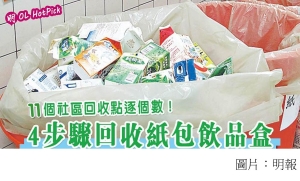 【綠色情報】紙包飲品盒可回收 清潔4步驟！11社區回收點逐個數 (明報 - 20180723)