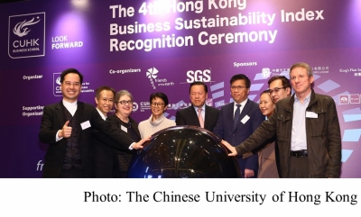 CUHK Business School Announces the 4th Hong Kong Business Sustainability Index The top 10 company ranking announced for the first time; compilation of a business sustainability index for the Greater Bay Area is in progress (CUHK - 20190107)